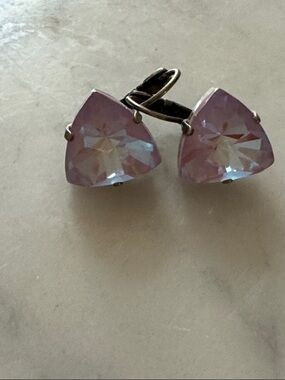 Sabika Pink/Lavender Triangular Crystal Drop Earrings